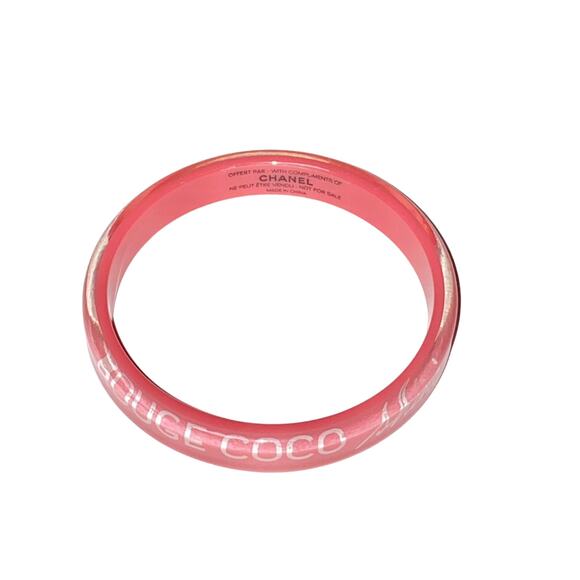 AUTH Chanel Dark Pink Logo Lucite Resin Bangle Bracelet - Picture 5 of 12
